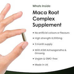 Image 2 for Maca Root Capsules With Ksm Ashwagandha, Panax Ginseng & Black Pepper 180 Capsules